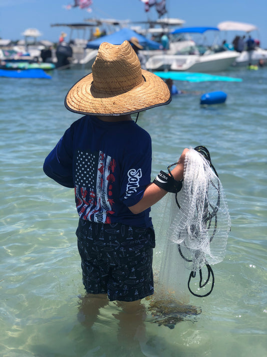 Toddler/Youth Flag Sun Shirt in Royal Blue