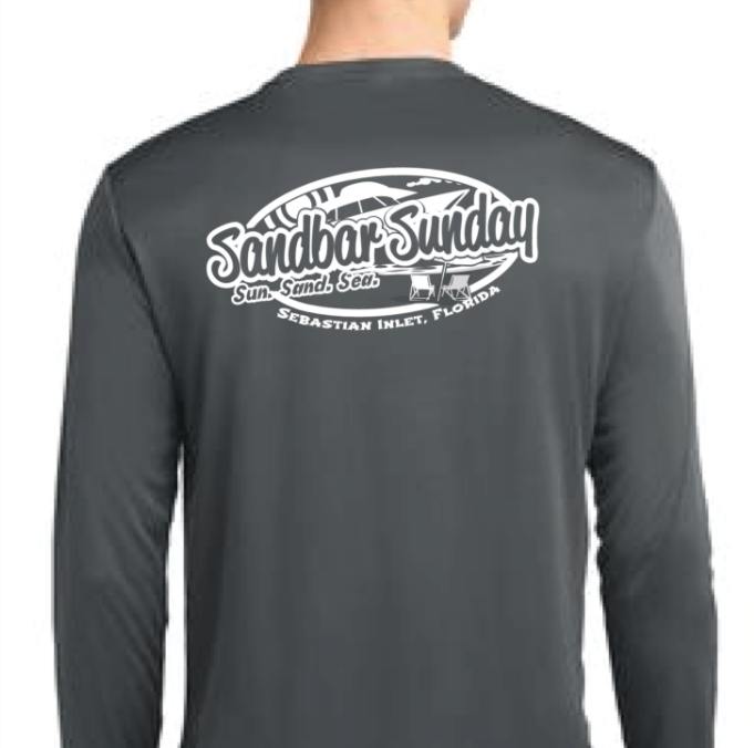 Sandbar Sunday (S.I.) Sport-Tek Mens Long Sleeve Competitor in Iron Gray/Sebastian Inlet
