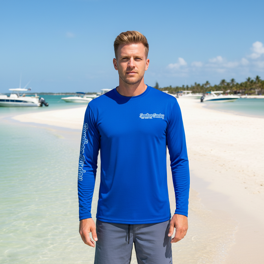 Sebastian Inlet Flag Sun Shirt in Royal Blue