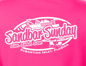 Sandbar Sunday Sun Shirt in Neon Pink with Sebastian Inlet