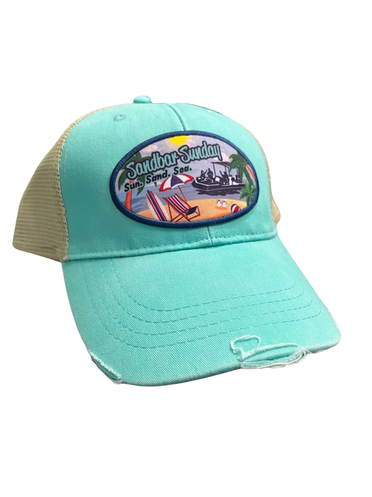 Sandbar Sunday Beach Logo Trucker Hat