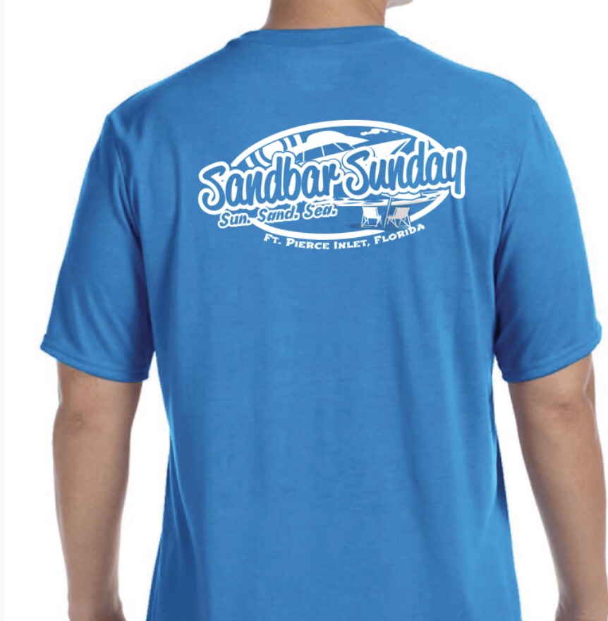Sandbar Sunday (F.P.I.) Men's Short Sleeve Performance Tee in Sapphire/Ft.Pierce