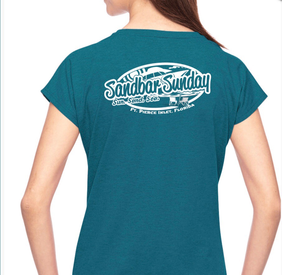 Sandbar Sunday (F.P.I) Triblend V-Neck Tee in Galapagos Blue/Ft.Pierce