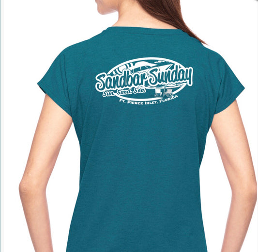 Sandbar Sunday (F.P.I) Triblend V-Neck Tee in Galapagos Blue/Ft.Pierce