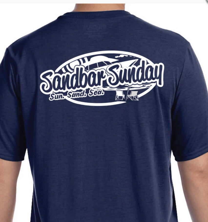 Sandbar Sunday Men's Short Sleeve Performance Tee in Navy