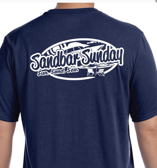 Sandbar Sunday Men's Short Sleeve Performance Tee in Navy