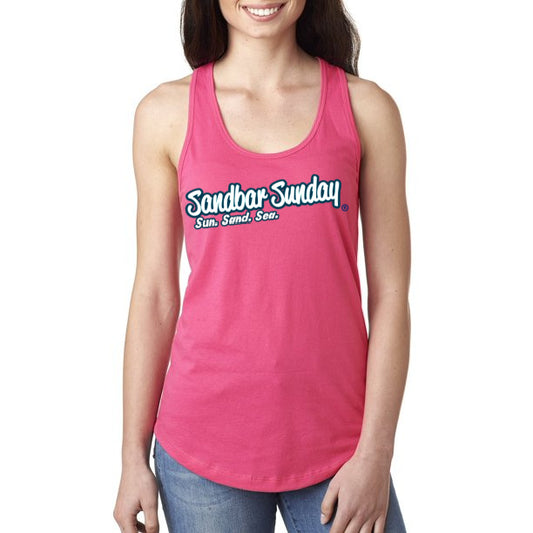 Sandbar Sunday Racerback Tank-Hot Pink