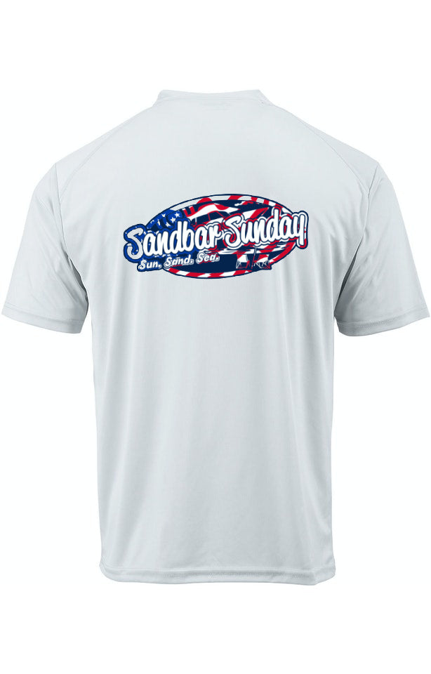 Sandbar Sunday Adult Stars and Stripes Performance Shirt - Short Sleeve